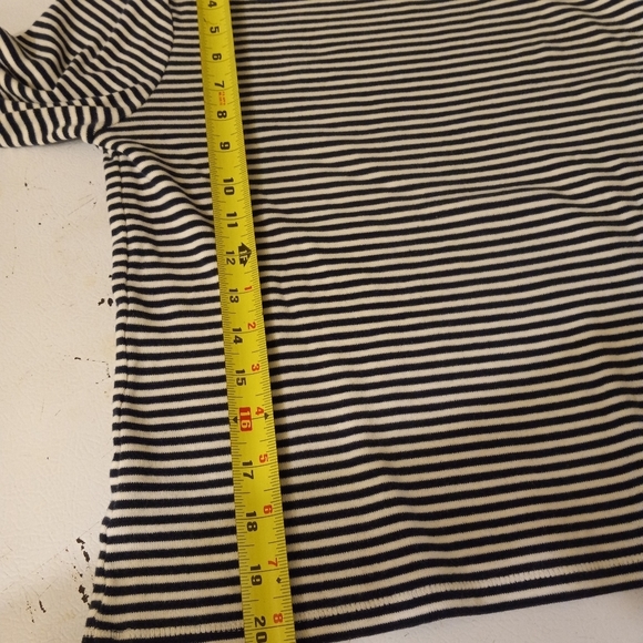 LAUREN Ralph Lauren Sweater Blouse Shirt Black White Strips PM/36 Petite - Picture 5 of 7